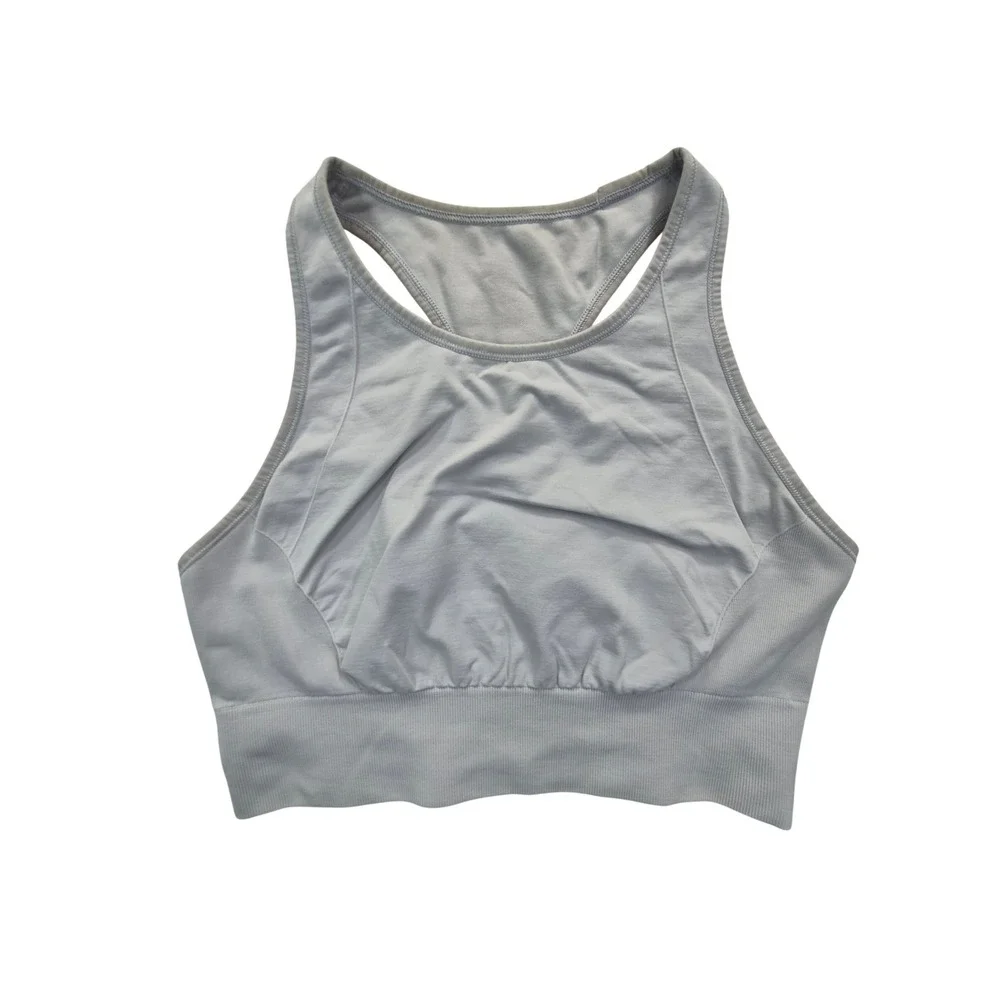 Lululemon Ebb to Train High Neck Sports Bra Women's 10 Gray Racerback